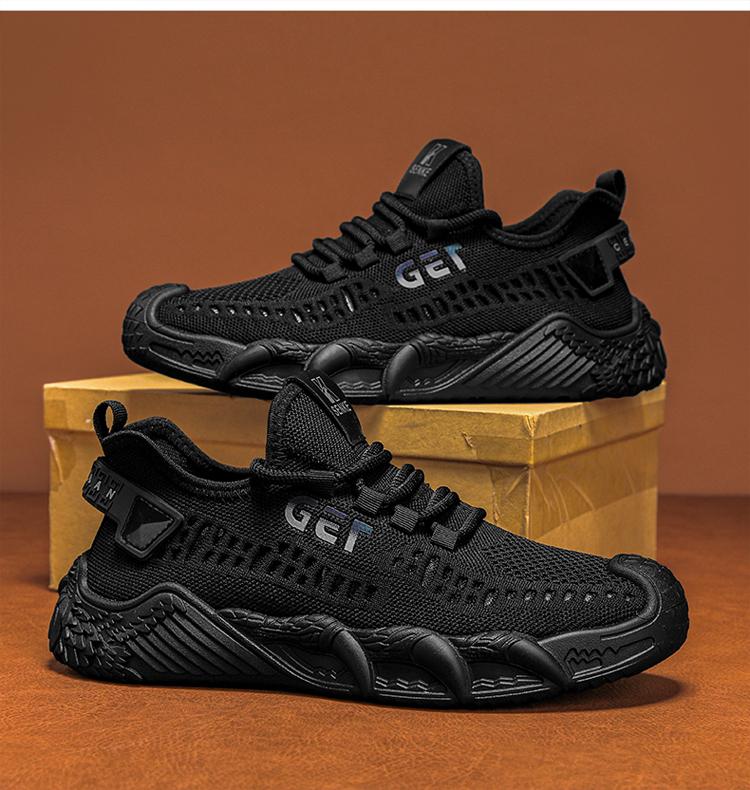 2026 New Summer Breathable Fly Knit Mesh Shoes For Men, Hollow Out Running Sneakers, Soft Sole Casual Men's Footwear